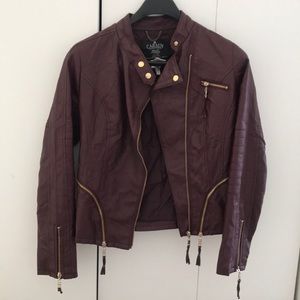Carmin faux leather maroon jacket